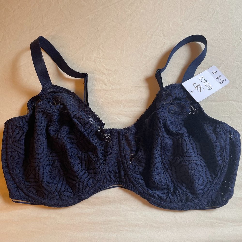 Simone Perele Bra 38F Full Cup Navy Blue